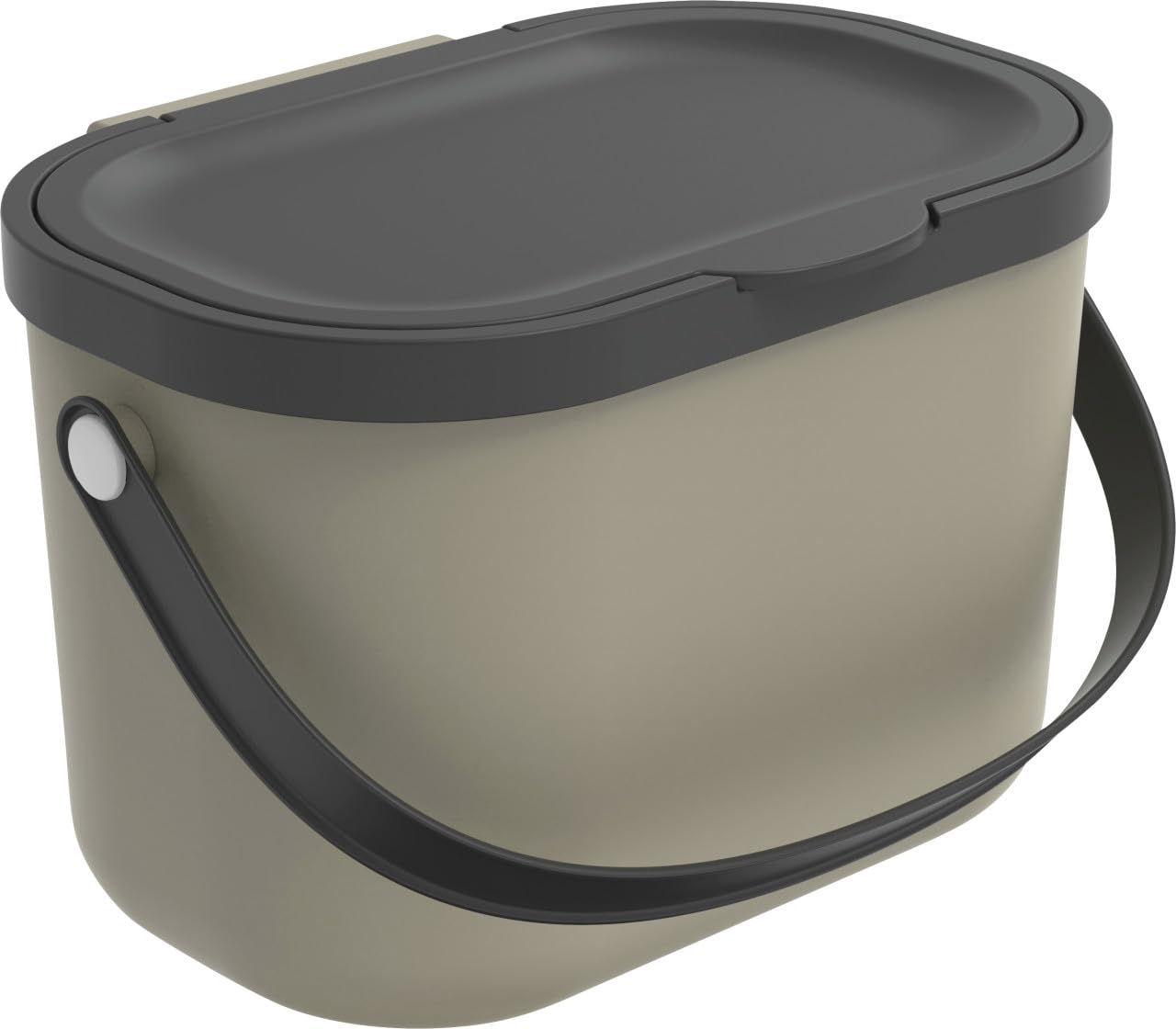 Rotho Albula 1054607422 Compost Bin 3.2 L with Lid and Plastic Handle, Brown