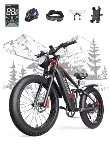 tifgalop Bicicleta eléctrica para Adultos, batería extraíble 48V18AH, Alcance máximo 45-90 km, neumáticos Todoterreno de 26 Pulgadas, Bicicleta eléctrica de montaña para Hombres y Mujeres.