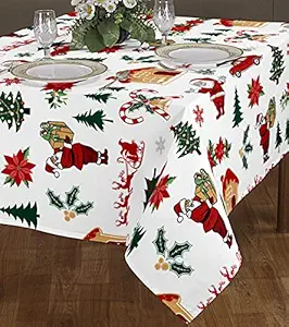 Christmas Tablecloth Santa Printed Table Cover 4 Seater,6 Seater, 8 Seater, 10 Seater by Bee Tex (6 Seater - 60