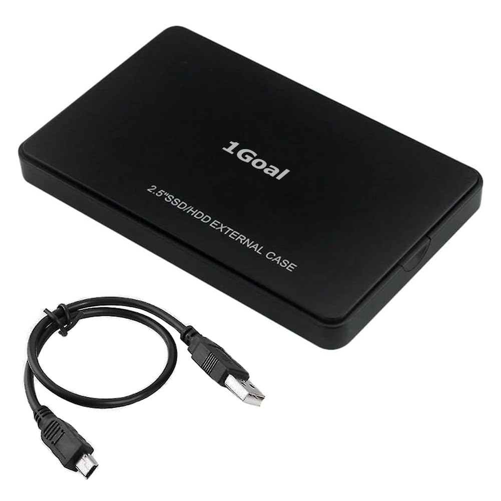 1Goal USB 2.0 to 2.5 Inch SATA External Hard Drive Enclosure Case for 2.5" SATA HDD & SSD, 2.5in Hard Disk Box, HDD Enclosure Ultra Thin Size ABS Hot Swappable for Laptop/Computer etc.
