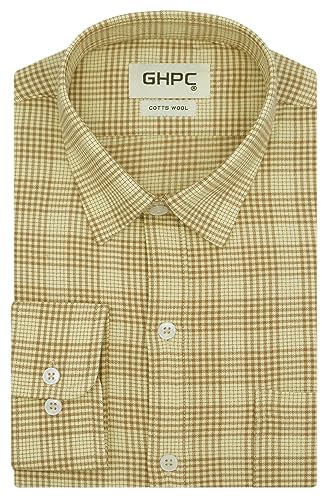 Image of GHPC Cottswool Winter Wear Woolen Glen Plaid Checks Full Sleeves Regular Fit Formal Shirt for Men