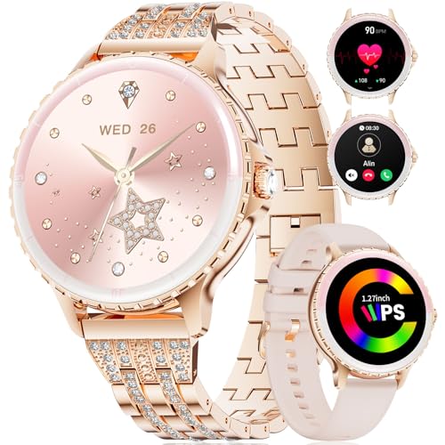 Smartwatch Damen Rund, 1.27″ HD Screen Armbanduhr mit Telefonfunktion/KI-Sprachassistent, Fitnessuhr 100+ Sport, Menstruationszyklus Pulsuhr Schlafmonitor, Elegant Smartwatch IP68 iOS Android Silber Smartwatch Damen Rund, 1.27″ HD Screen Armbanduhr mit Telefonfunktion/KI-Sprachassistent, Fitnessuhr 100+ Sport, Menstruationszyklus Pulsuhr Schlafmonitor, Elegant Smartwatch IP68 iOS Android Silber