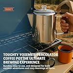 Toughty Yosemite Percolator Coffee Pot – Classic Stovetop Coffee Maker for Camping, Hiking & Home, Durable Stainless Steel Pot, Compatible with All Stovetops – Old-Fashioned 9-Cup Percolator, Silver - Image 5