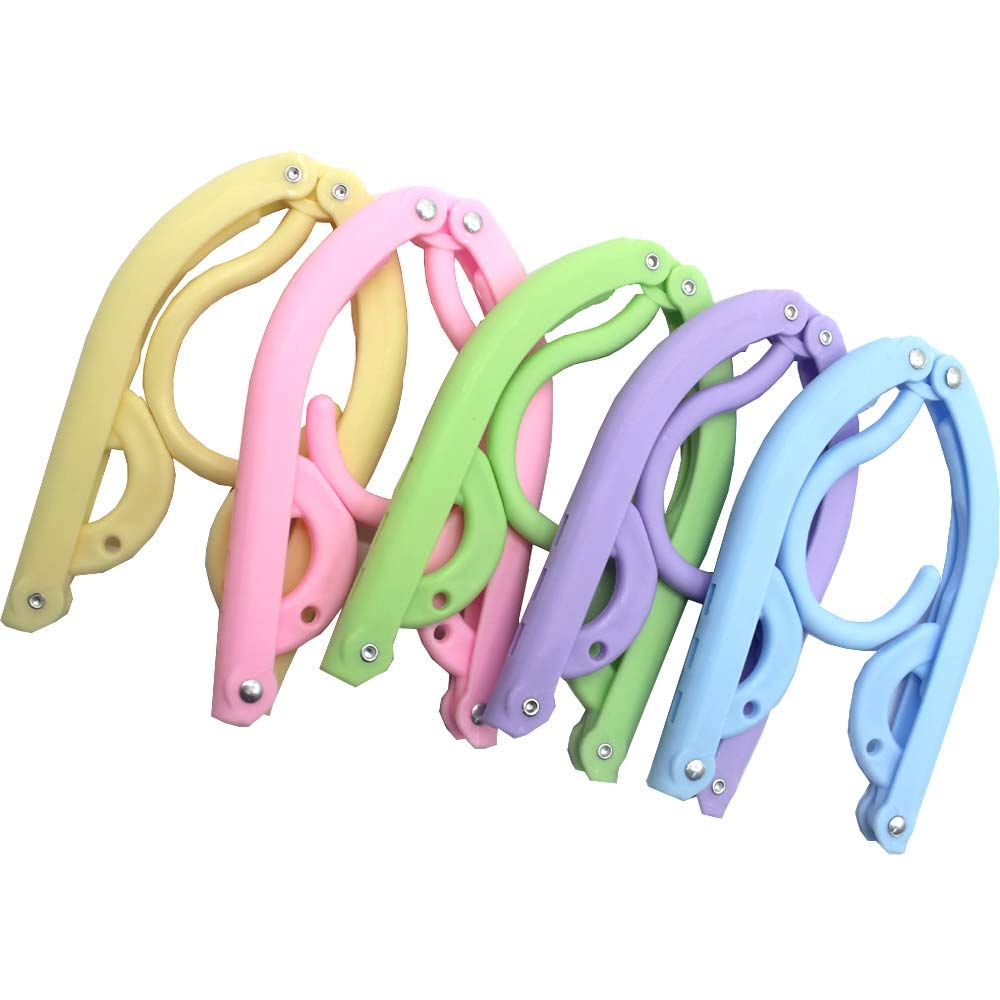 5 Pcs Retractable Portable Travel Hanger,Foldable Hanger,Easy to Carry,Three-Stage Design,Space Saving,Light and Convenient,Durable, Colorful,Travel Essential
