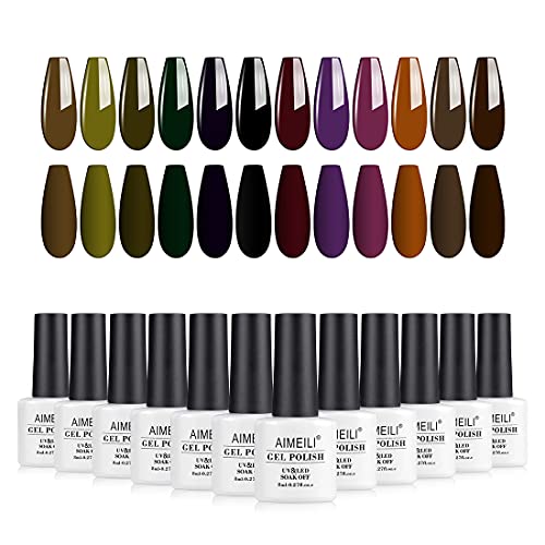 AIMEILI Gel Nagellack UV LED Gellack Farben Set 12 pcs 8ml Soak Off Nägel Farbgel Kit 20
