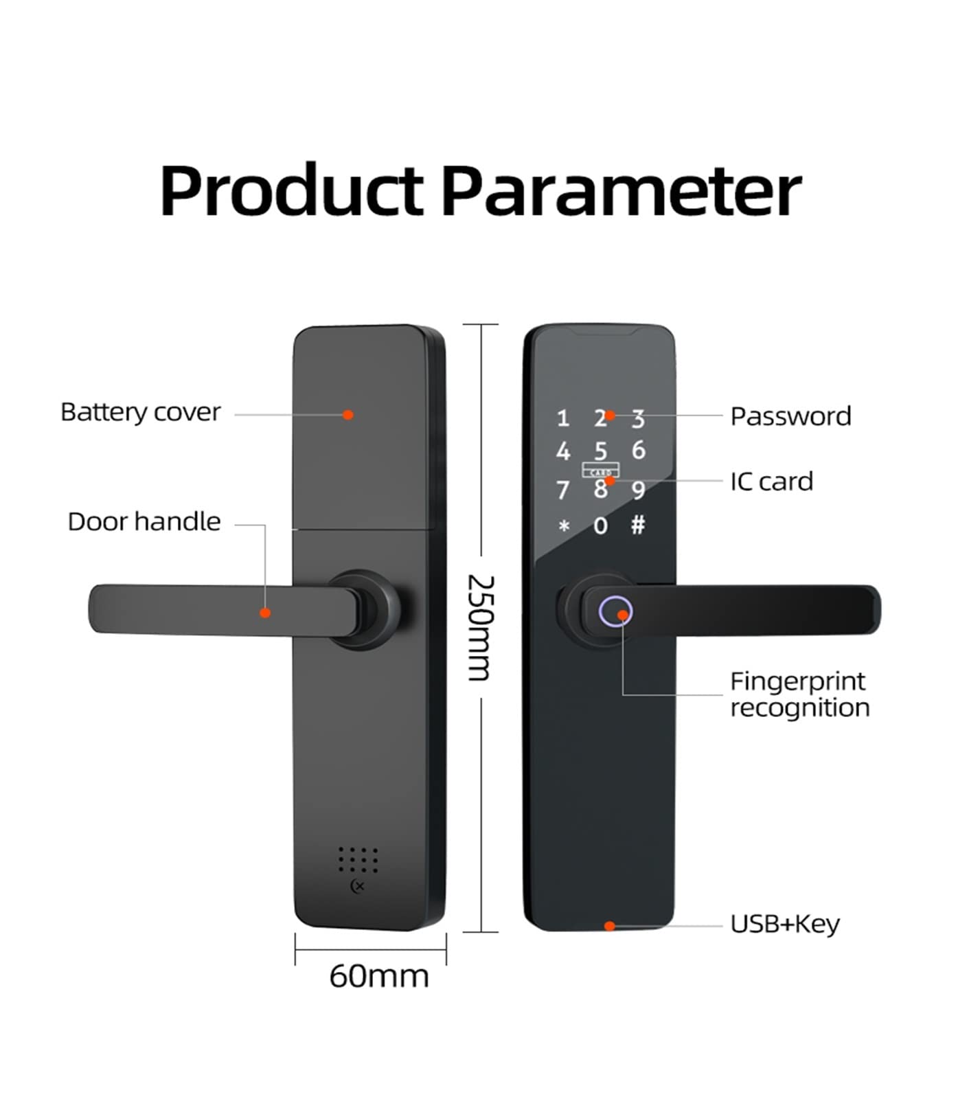 Serratura Smart, Tuya Bluethooth biometrico Impronte digitali Serratura Elettronica RFID Card sblocco remoto Smart Door Lock,Smart Lock Facile da Installare(190 5050,Red Bronze)