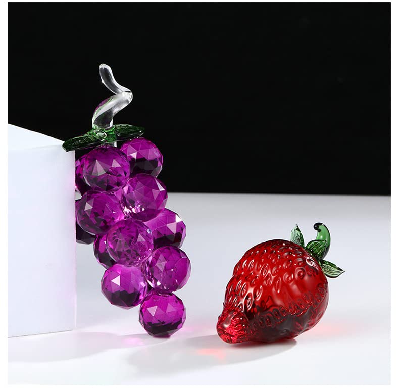YANGSHINE Crystal Grape statue Ornament Artificial Fruit Sculpture Figurine Tabletop Paperweight Crystal Glass Ornament for Home Decor-Grape - Image 4