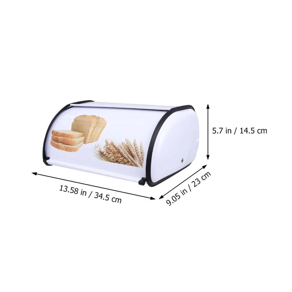 Pequeña Caja de Pan de Color Blanco Metálica con Tapa para Cocina
