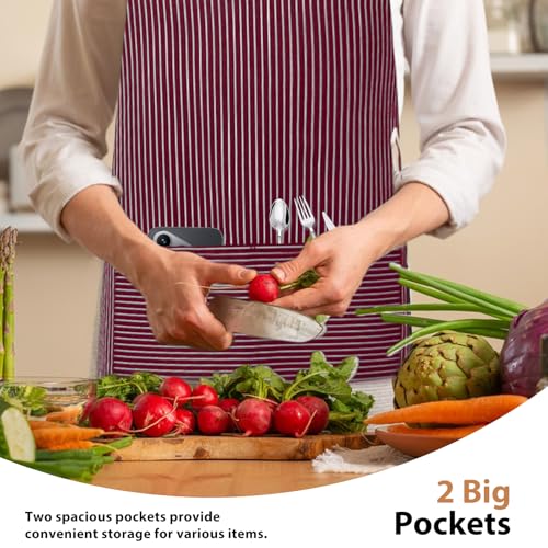 Image of VALOME 2 Pack Kitchen Aprons, Apron for Cooking with 2 Pockets, Unisex Adjustable Neck Strap Chef Aprons for Men Women