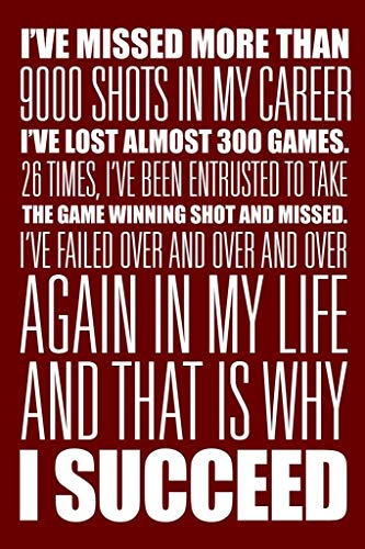 Image of Laminated I Succeed Growth Mindset Quote Famous Sports Motivation Poster Dry Erase Sign 24x36