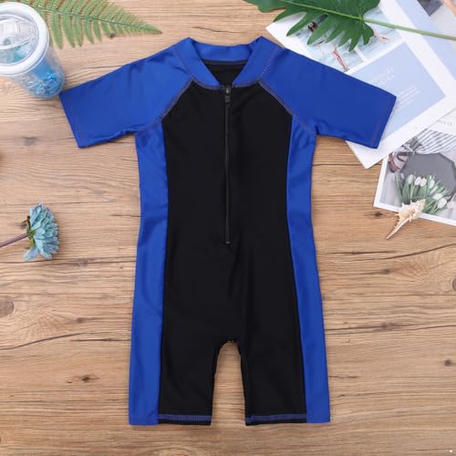 Image of Alvivi Kids Baby Boy Girls Short Sleeve Shorty Swimming Suit UV Sun Protective Zipper One Piece Swimsuit