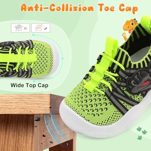 FEETCITY Toddler Shoes Boys Girls Walking Shoes Toddler Slip On Shoes Wide Kids Tennis Shoes Lightweight Toddler Dinosaur Shoes Baby Sneakers3