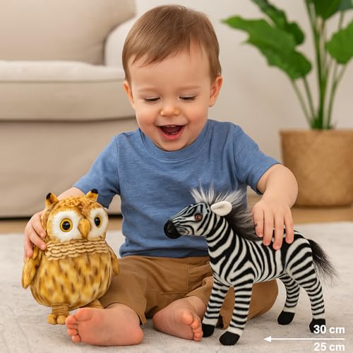 Image of Zebra & Turtle Soft Toy Combo - 30cm Zebra & 25cm Turtle Plush Animal Set for Kids | Cute Jungle & Sea Creature Stuffed Toys | Soft & Huggable | Boys & Girls Gift
