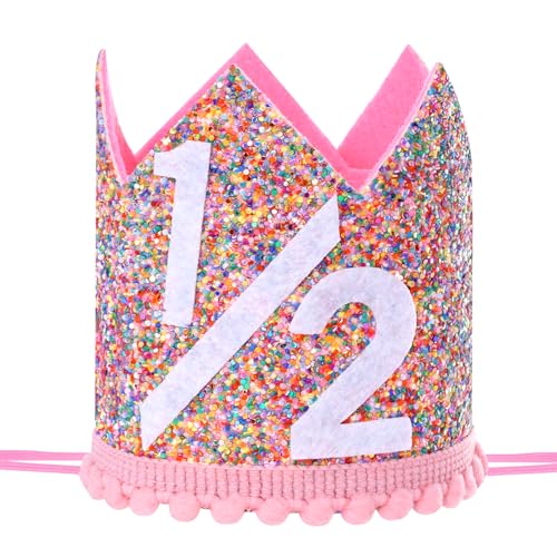 Image of Yymobt Half Birthday Crown Rainbow Crown for Half Birthday Party Props Soft Felt Party Decoration Hair Accessory Joyful