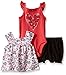 Calvin Klein Baby Girls' Printed Top, Solid Bodysuit and Short Set