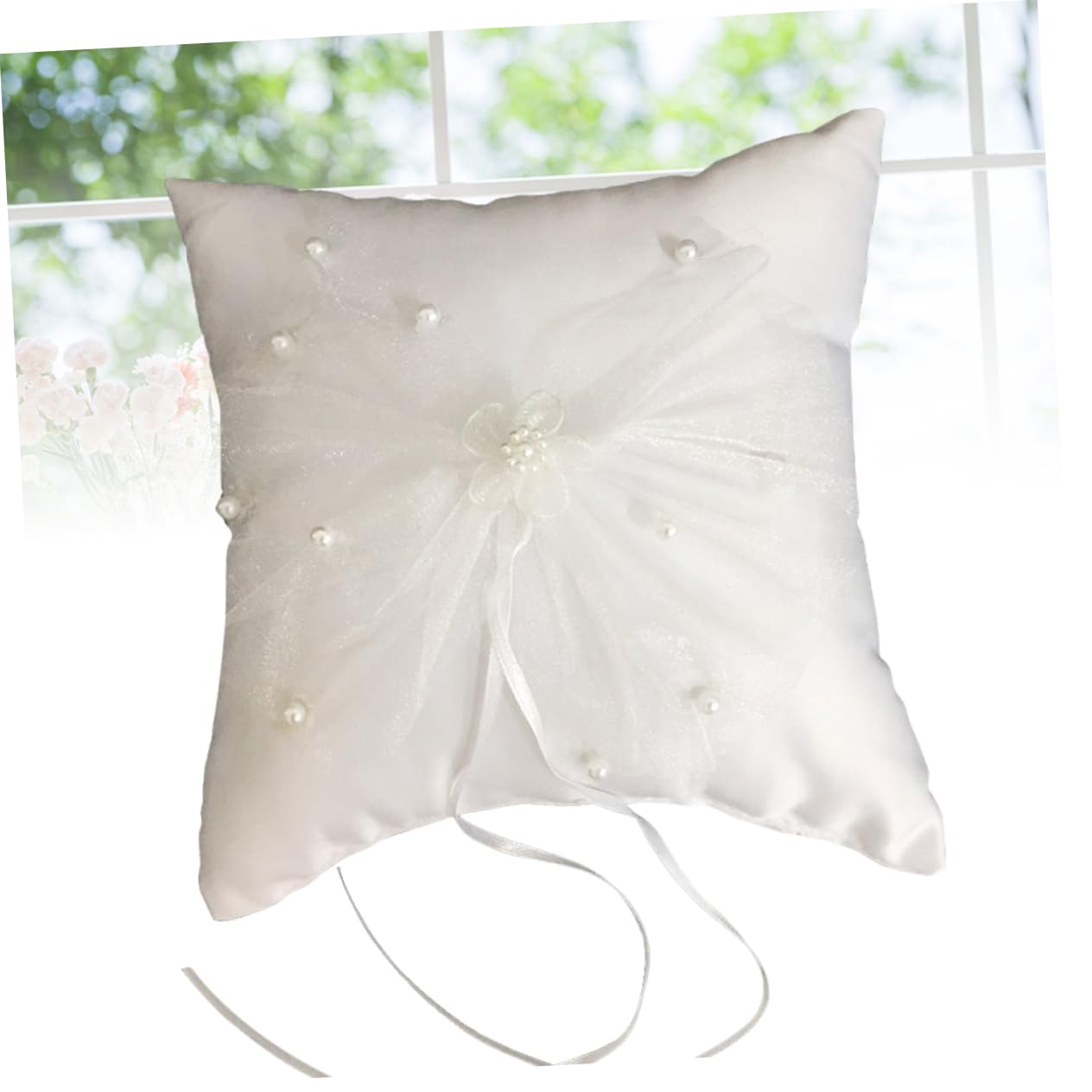 Gadpiparty 3pezzi Cuscino Per Fedi Nuziali Elegante Pizzo Con Nastro Decorativo Per Cerimonie Di Matrimonio e Fidanzamento Comodo e Compatto Per Trasporto Facile