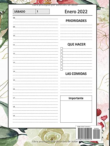 Miniatura 2 de Agenda 2022 Dia por Pagina A4 Planificador 2022 Grande 365 días del 01012022 al 31122022 1 Página 1 Día Horario de 0800 a 1900 ... x 27.94 cm