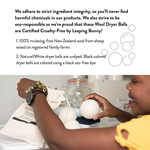 Molly's Suds Wool Dryer Balls | Xl, Premium Organic Fabric Softener, Hypoallergenic, Hand-Felted, Reusable, Reduce Drying Time | Black, Set Of 6 #TOP4