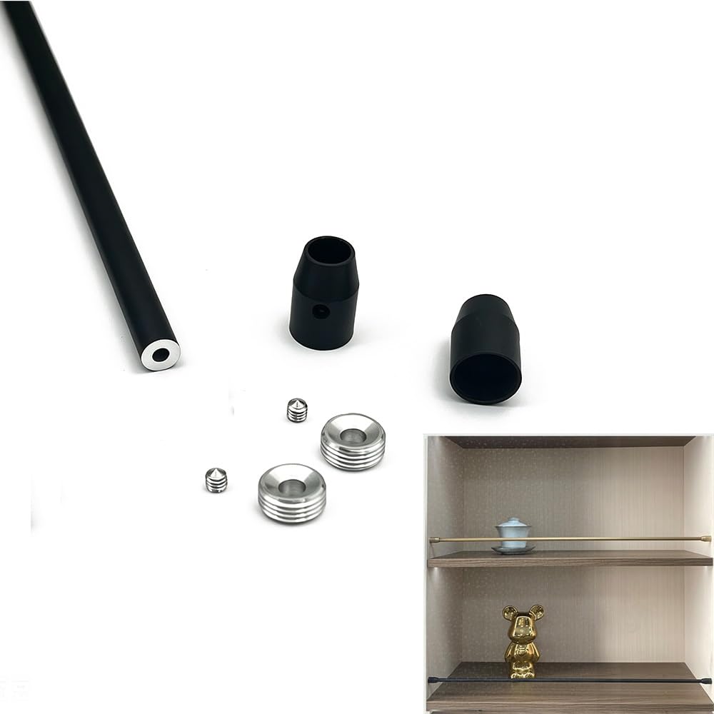 TAJMDGW Bookshelf Gallery Rails for Shelves Metal Guard Fence Bookshelves Front Guardrail Bars Anti-Fall Tipping Shelf Railing Rod for Display Cabinet(Black,70cm(27.5"))