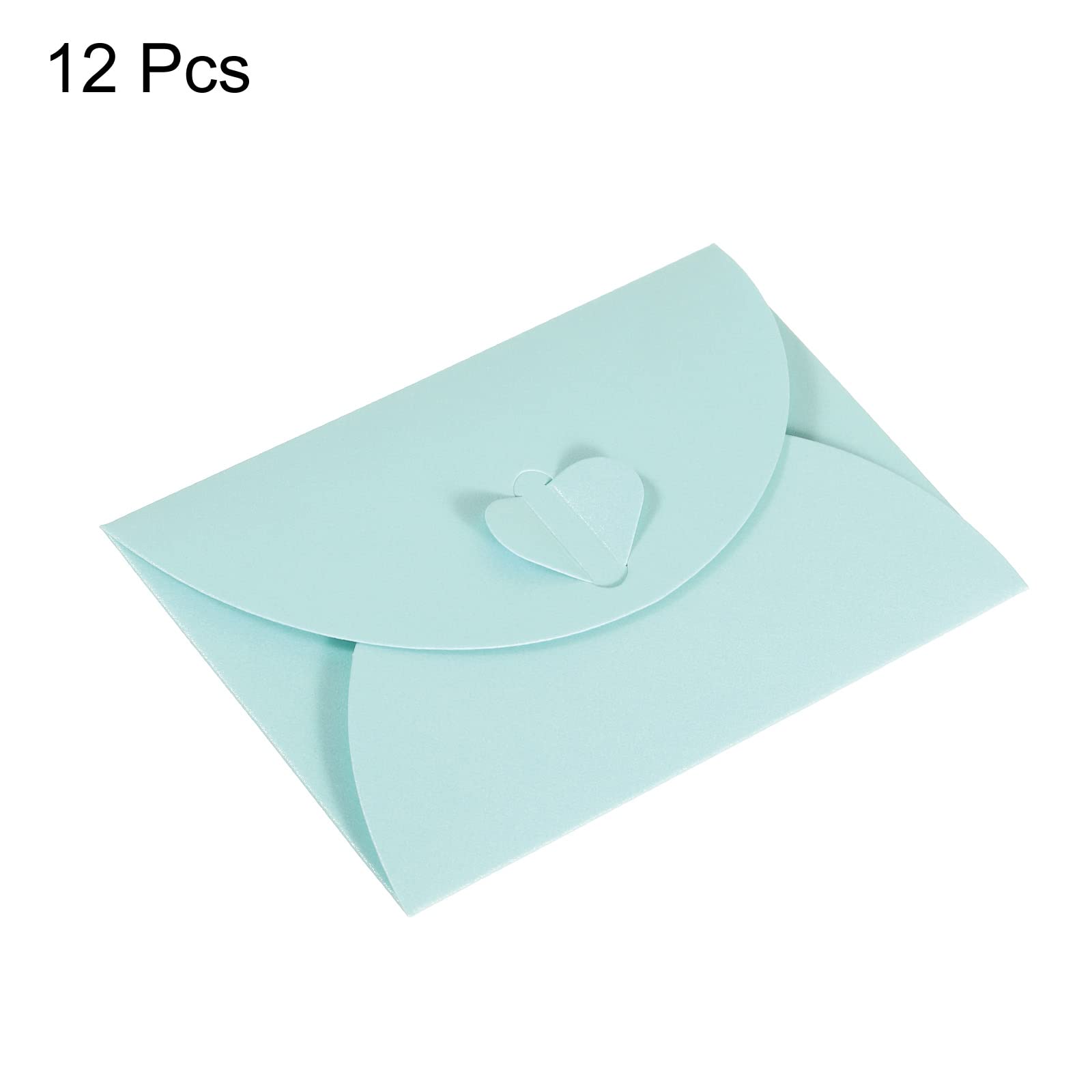 PATIKIL Gift Card Envelopes, 12 Pack Heart Shaped Clasp Small Gift Cards Holder Mini Envelope for Birthdays Weddings Light Blue - Image 3