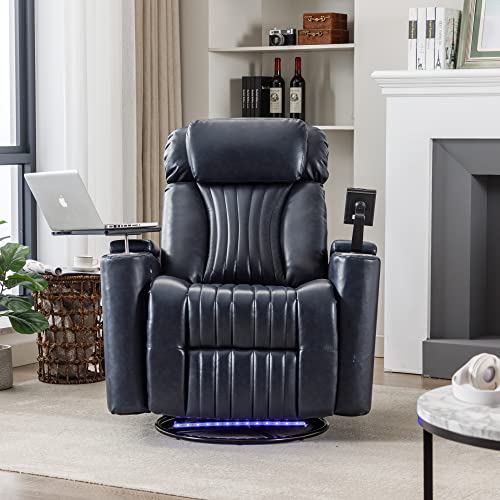 Sillón reclinable eléctrico poliuretano azul miniatura 3