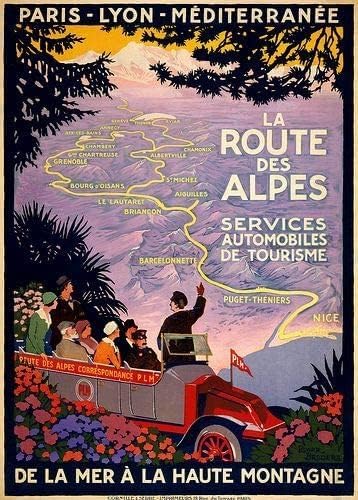 Vintage 1920s French Route Des Alpes France Travel Poster Wall Art Print | (A2 420 x 594mm)