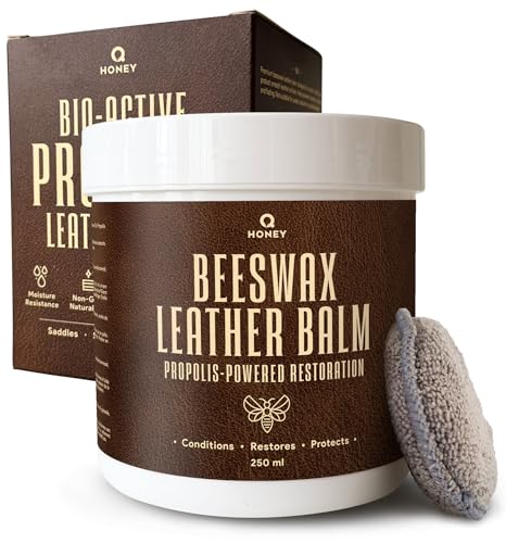 Q honey Bálsamo de Cera para Cuero 250ml – Acondicionador con Própoleo | Nutre y suaviza botas, bolsos, zapatos y chaquetas. Ayuda a repeler el agua. Cera y própoleo naturales. Fabricado en la UE