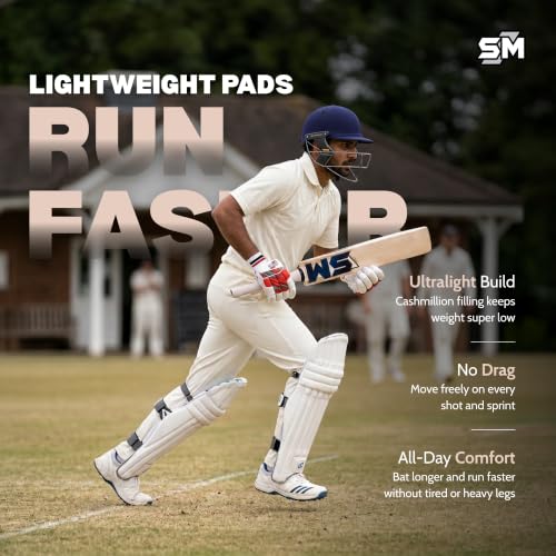 Image of SM Aero Cricket Batting Leg Guard Men's | Cricket / Batting Pads | Double-Layer Plastazote Face | Ambidextrous | Premium Labelling | Protected Back | Size Men's (for Both RH & LH Batsman)
