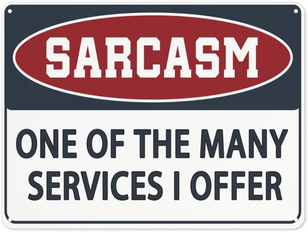 SMAZDFXX Sarcasm One of The Many Services I Offer Vintage Tin Sign Funny Sarcasm Metal Sign for Plaque Poster Cafe Home Bar Wall Art 12"x16"