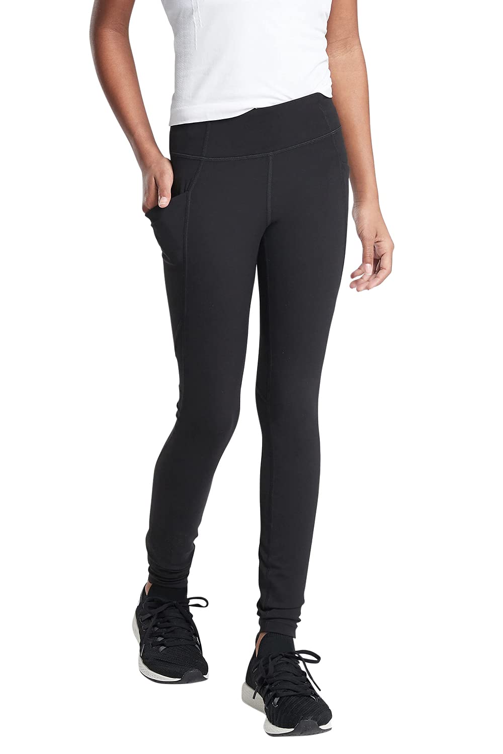 rrhss Girls Active Leggings with Pockets High Waisted Dance Tights Kids Running Gym Yoga Pants Black