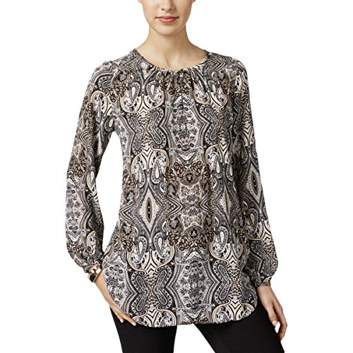 Charter CIub Petite Paisley-Print Top Deep Black...
