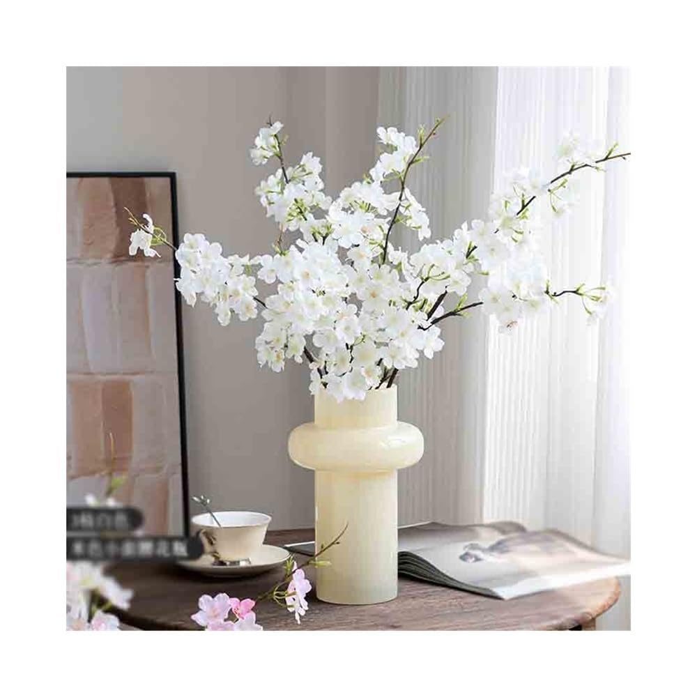 Gv8pA5fj7b Ready Arranged Flowers in Vase Sakura Fake Flowers Glass Vase Simulation Flower Arrangement Indoor Hall Table Decoration