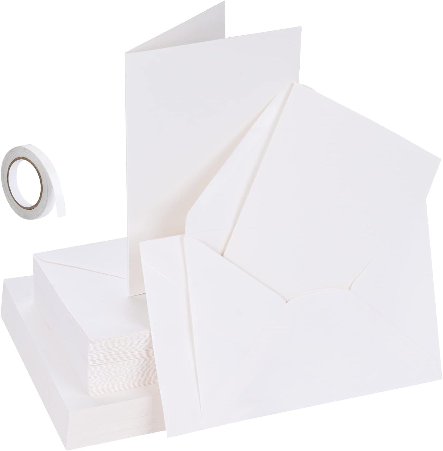 Mocraft 60 Envelopes White with 60 Blank Cards, Envelope Peel and Seal