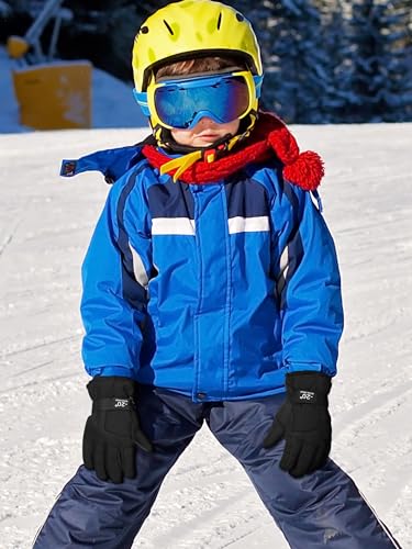 Image of SATINIOR 2 Pairs Kids Waterproof Winter Snow Gloves Ski Gloves for Boy Girl Outdoor Warm Thickening Snowboard