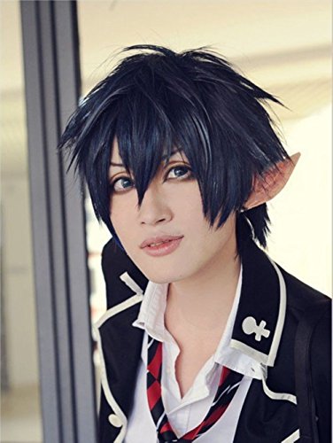 Mzcurse Ao no Exorcist Okumura Rin Dark Blue Short Cosplay Wig Party Hair