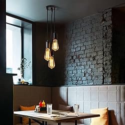 Lamparas Isabelinas Antiguas XIHOME 3 Brazos Antiguo Clásico Edison Pantalla Ajustable Max.50CM DIY Espiral Moderna 3 Colgantes Suspendidos Techo Araña Lámpara Luz E27 Retro Araña Comedor Dormitorio, Negro