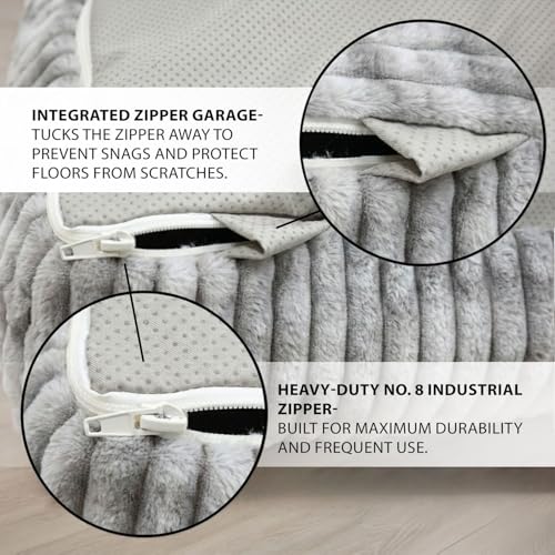 Image of Matini Home Large Crash Pad - High-Density Foam Floor Landing Mat with Washable Cover, Professional Gymnastics Training Equipment for Impact Support, Jumping and Lounging - Grey White, 48 inch X 48 inch