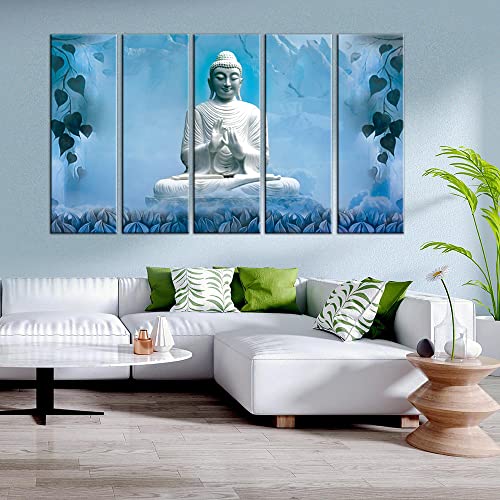Image of Spacter art Lord Buddha Wall Painting for Living Room Big Size - Meditating Gautam Buddha Painting Wall Decor Peaceful Art for Bedroom, Office, Hotels & Gifting - Wooden Framed (30x60 inch) SPN01