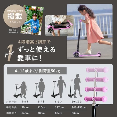 MOVEGU キックスクーター Pink2022FW
