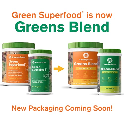 Amazing Grass Green Superfood: Super Greens Powder With Spirulina, Chlorella, 60 Servings & Green Superfood Immunity: Super Greens Powder With Vitamin C, Cordyceps & Reishi Mushrooms, 30 Servings #TOP1