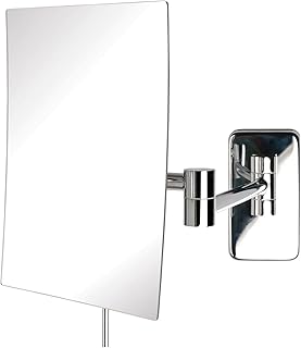 JERDON 8.75-Inch x 6.5-Inch Wall Mount Makeup Mirror - Personal Mirror with 5X Magnification & 14 inch Wall Extension - Ch...