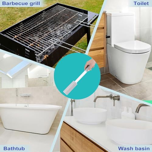 Toilet Pumice Stone with Extra Long Handle,Pumice Stone Toilet Bowl Cleaner,1 Cleaning Handle, 4 No Touch Replaceable Piedra Pomez for Cleaning Toilets, Bathtubs, Grills, Swimming Pools, Sinks