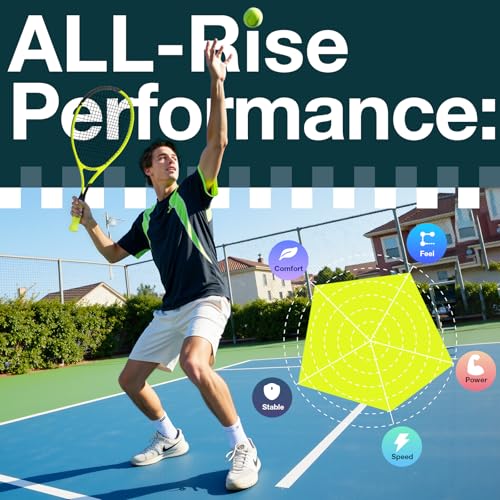 Image of AboveGenius 27 inch Tennis Racket Set,2 Pack Adult Tennis Racquets for Beginners & Intermediate,Pre-Strung 105sq in Oversized Head,Include 3 Balls, 2 Overgrips & Carry Bag for Women & Men (Yellow /Orange)