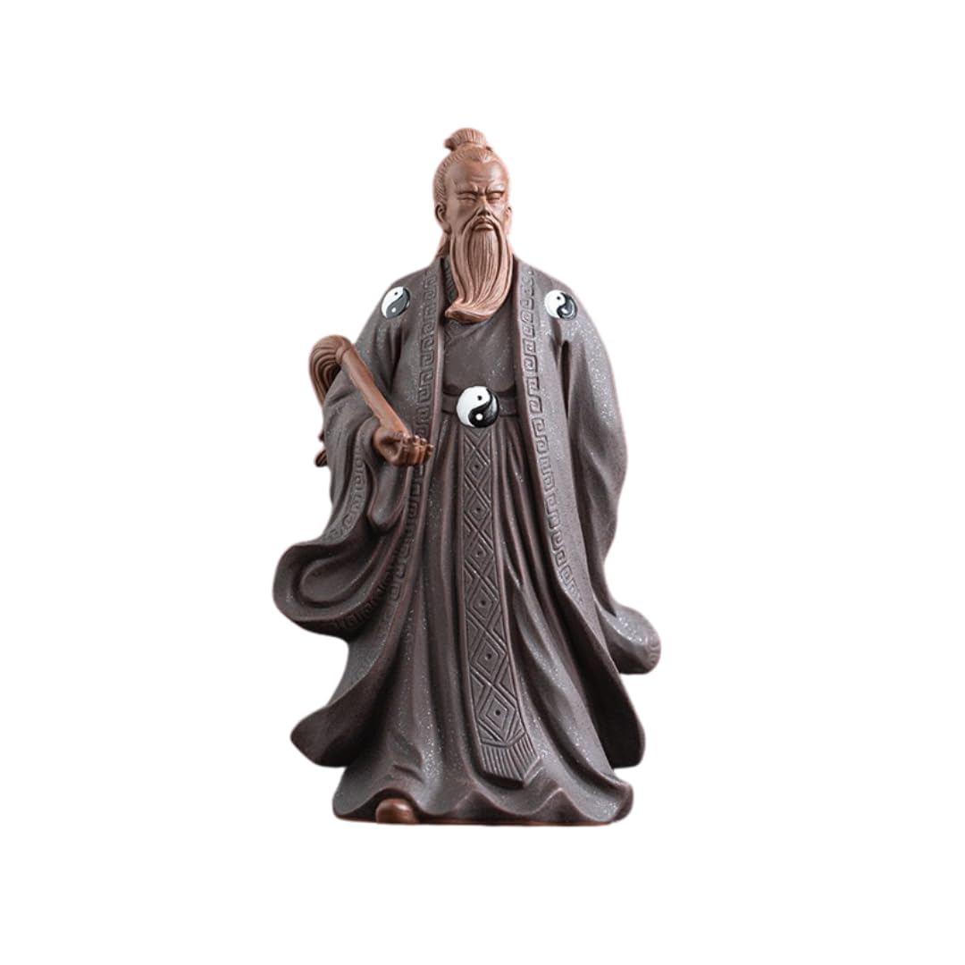 Figuras maestras de Tai Chi de arcilla morada china inspiradas en el zen, estatuas taoístas legendarias de Zhang Sanfeng, esculturas de adorno de Feng Shui hechas a mano para decoración del hogar y la