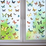 38 Stück Fensterbilder Selbstklebend, PVC Fensterfolie Bunt Kolibri Glasaufkleber...