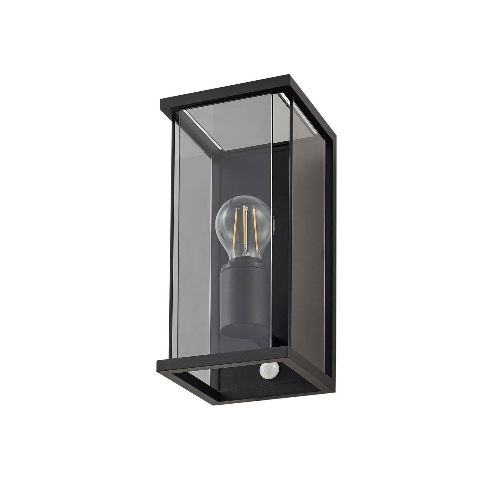 Lucande Outdoor Wall Light Annalea dimmable with Motion Detector (Modern) in Black Made of Aluminium (1 Light Source, E27) from wall lamp for Exterior/Interior Walls House Terrace und Balcony