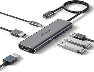 Lemorele MacBook hub Docking Station Dual Monitor Multi-Stream Transport, 6 in 1 USB C Laptop Docking Station w/4K HDMI, 3 USB 3.0, 100W Charging Port, for MacBook Air Pro M1 M2 Mac OS 10.15