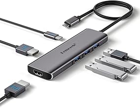 Lemorele 6 in 1 USB C Dock Station with Dual Screen, 3 USB 3.0 Ports, 100W PD, USB C Hub Adapter for Macbook MST Functionality, Windows, Switch