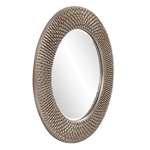 Image of Howard Elliott Bergman Big Round Mirror for Wall Decor, Silver Glossy Mirror with Starburst Effect, Modern Large Circular Hanging Wall Vanity Mirror for Living Room, Bathroom or Entryway, 32 x 32 Inch