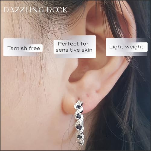 Dazzlingrock Collection Round Gemstone & White Diamond Twisted Waves Hinged Post Hoop Earrings for Her in 925 Sterling Silver2